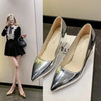 Damen Elegante High Heel Pumps mit glänzendem Obermaterial und stabiler Blockabsatz R&B