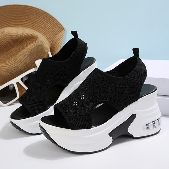 Damen Sneakersandaletten mit hohem Plateau und Netz-Obermaterial R&B