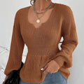 Damen modischer Strickpullover mit weichem Material und charmantem V-Ausschnitt