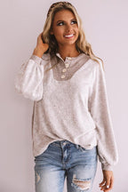 Damen Lässiger Sweatshirt mit Knopfleiste und voluminösen Ärmeln R&B