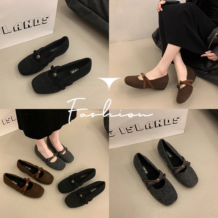 Damen elegante Filz-Ballerinas mit modischem Schleifenakzent R&B