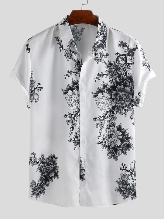 Herren Kurzarmhemd mit elegantem floralem Druck und hochwertigem Material R&B