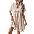 Damen Verspieltes Sommerkleid mit V-Ausschnitt und Rüschensaum R&B