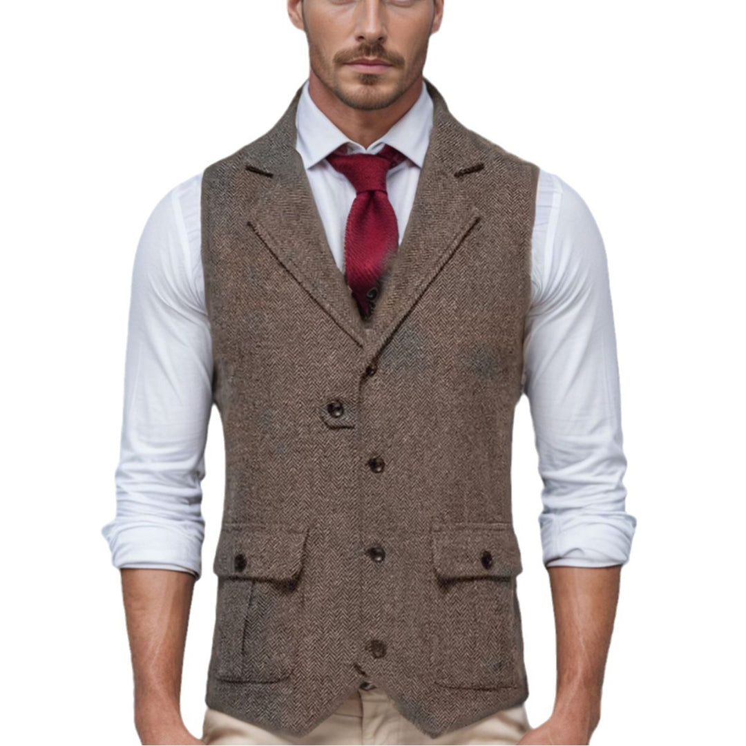 Herren elegante Weste im Hahnentrittmuster R&B