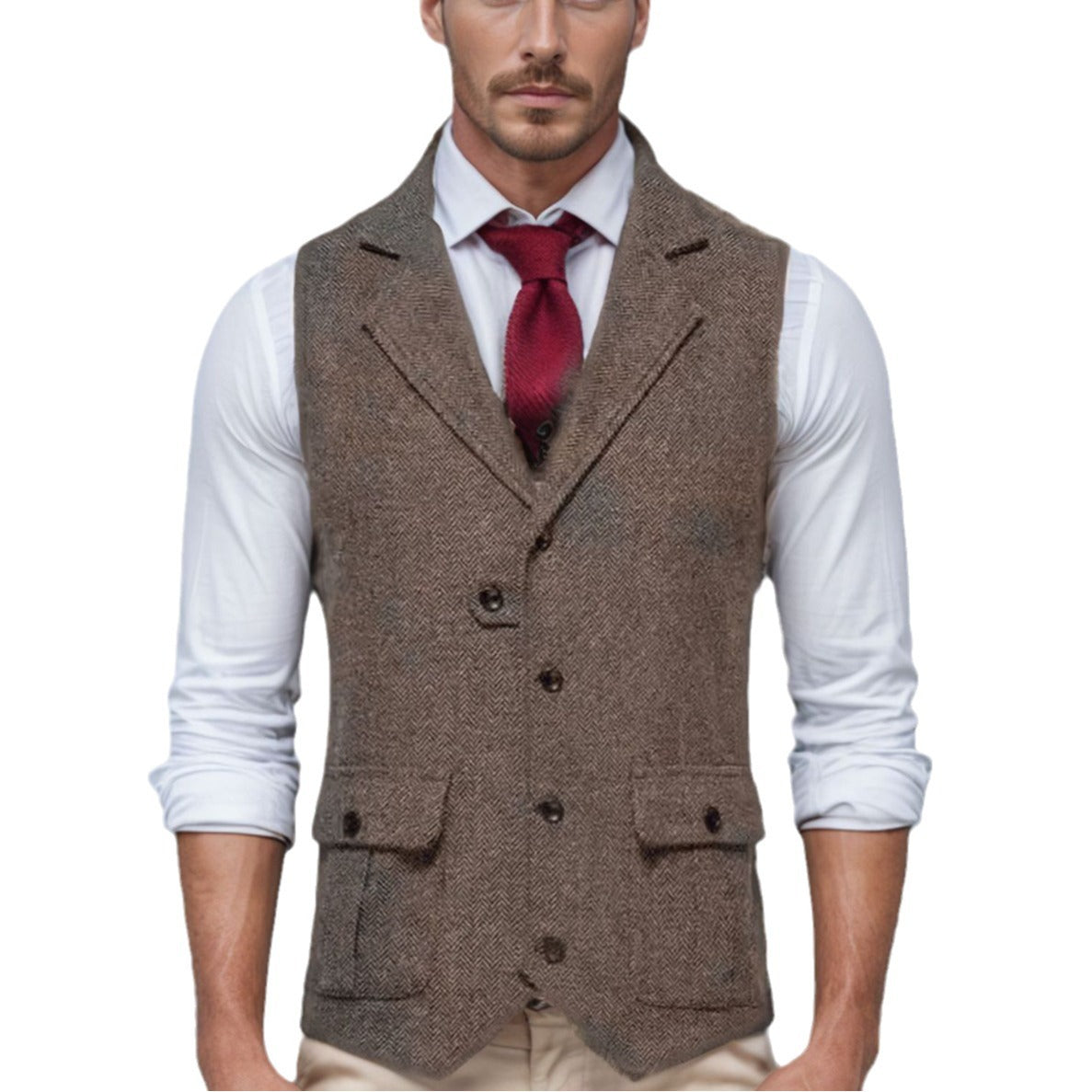 Herren elegante Weste im Hahnentrittmuster R&B