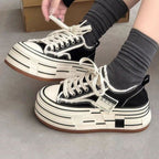 Damen modische Plateausneaker mit ausgefranstem Design und tiefem Profil R&B
