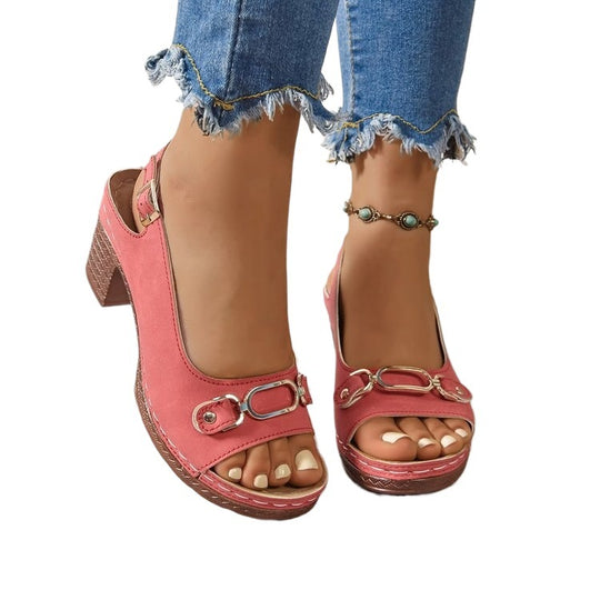 Damen Offene High-Heel Sandalen mit dekorativem Riemendesign R&B