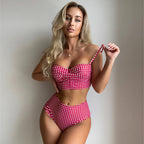R&B | Sexy karierter geteilter Bikini mit hoher Taille