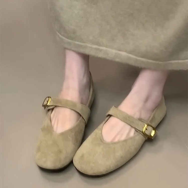 Damen elegante Ballerinas mit modischem Schnallenverschluss R&B