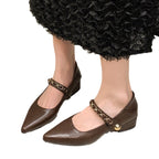 Damen elegante Ballerinas mit modischer Kette R&B