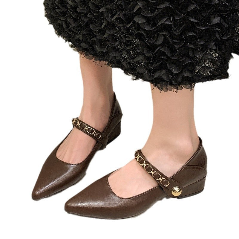 Damen elegante Ballerinas mit modischer Kette R&B
