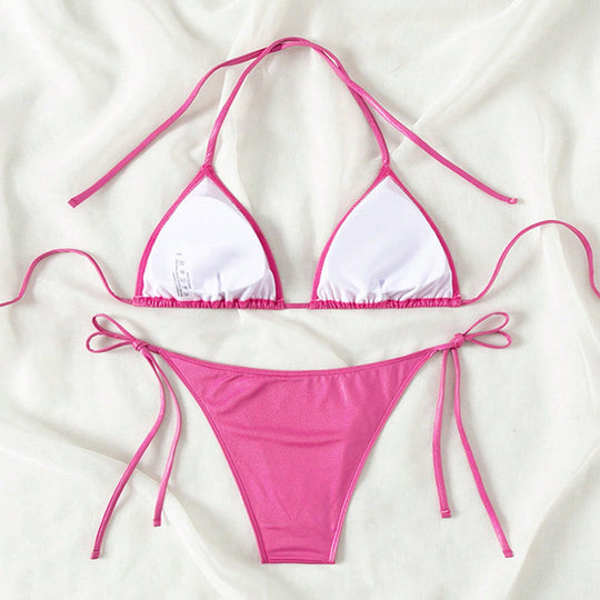 Damen Triangel-Bikini mit verstellbaren Bändern und glänzendem Finish R&B