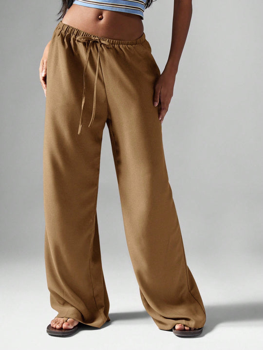 Damen Weit geschnittene Freizeithose mit elastischem Bund und Kordelzug R&B