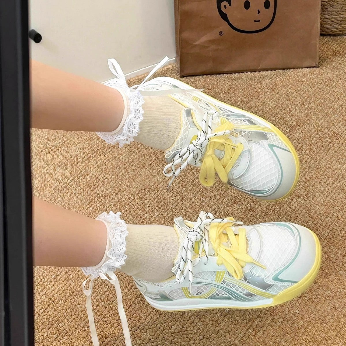 Damen Trendige Sneakers mit atmungsaktiver Mesh-Oberfläche und komfortabler Dämpfung R&B