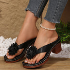 Damen komfortable Zehenstegsandalen mit floralem Dekor und rutschfester Sohle R&B