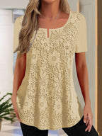 Damen Spitzenbluse mit floralem Design und Kurzarm R&B