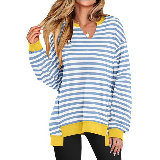 Damen Lässiger pullover mit V-Ausschnitt und überschnittenen Ärmeln R&B