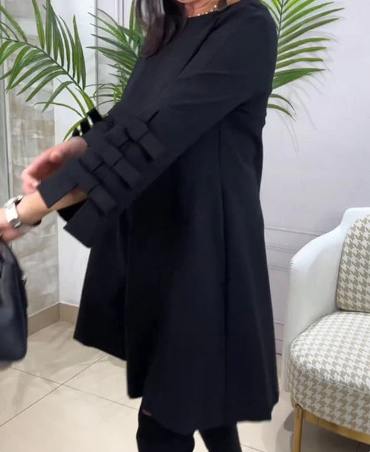 Damen nan A-Linien-Tunika-Kleid mit gestuften Zierlaschenärmeln R&B