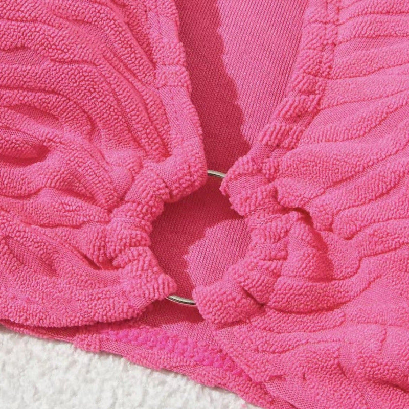 Damen Einseitiger Bikini im modernen Wellenmuster mit asymmetrischem Oberteil R&B
