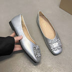 Damen elegante Ballerinas mit funkelnder Schmuckapplikation R&B