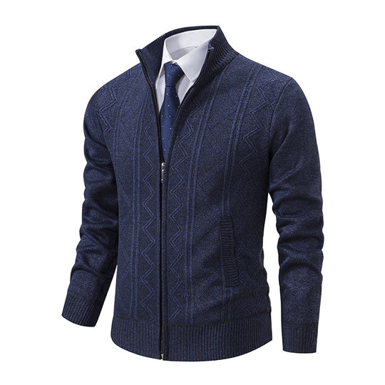 Herren modische Strickjacke mit hohem Kragen und Reißverschluss R&B