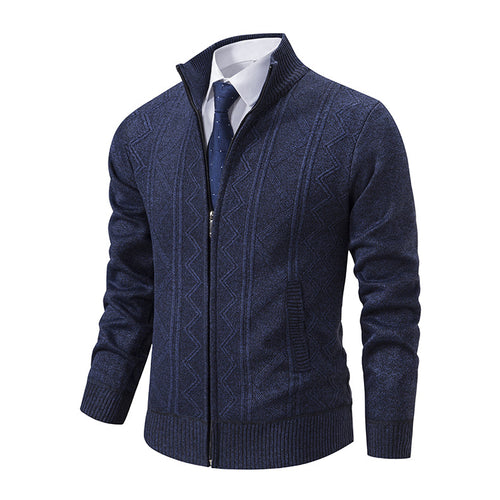 Herren modische Strickjacke mit hohem Kragen und Reißverschluss R&B