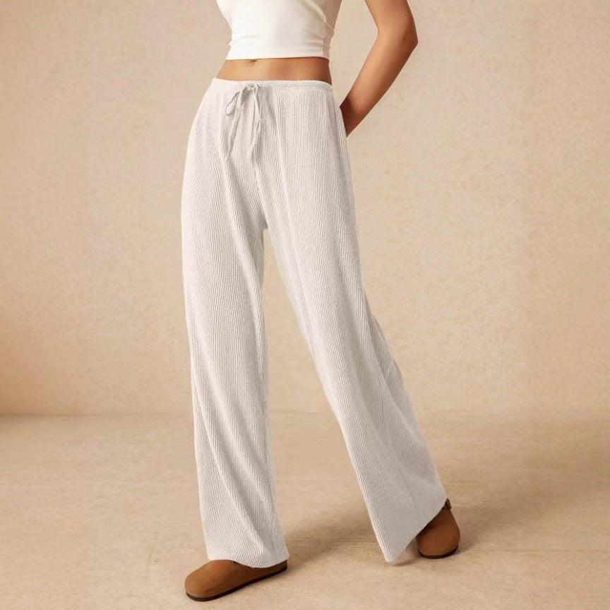 Damen weite Baumwoll-Haremshose mit hoher Taille und praktischem Kordelzug R&B