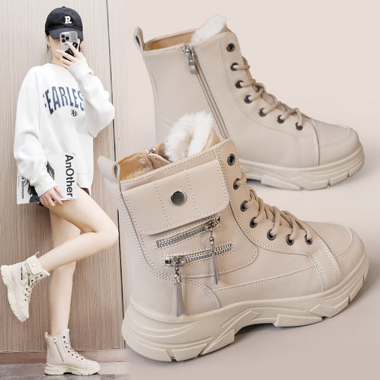 Damen Hohe Sneaker mit modischem Reißverschluss und komfortabler Innenfütterung R&B