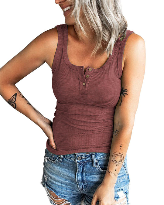 Damen komfortables Trägershirt mit Knopfdetails R&B