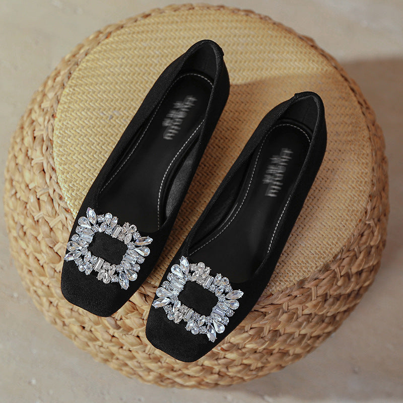 Damen Ballerinas mit funkelndem Kristallschmuck