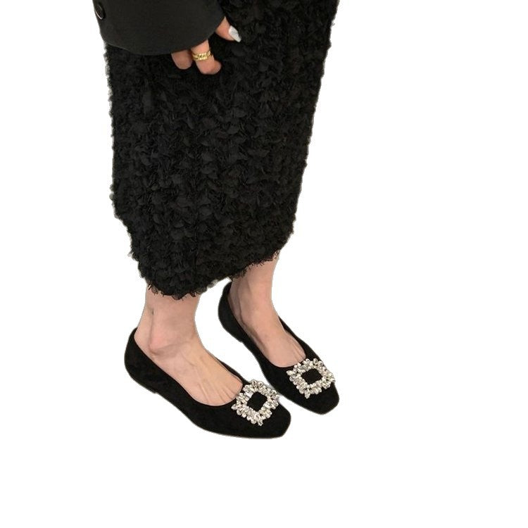 Damen elegante Ballerinas mit funkelnder Schmuckapplikation R&B