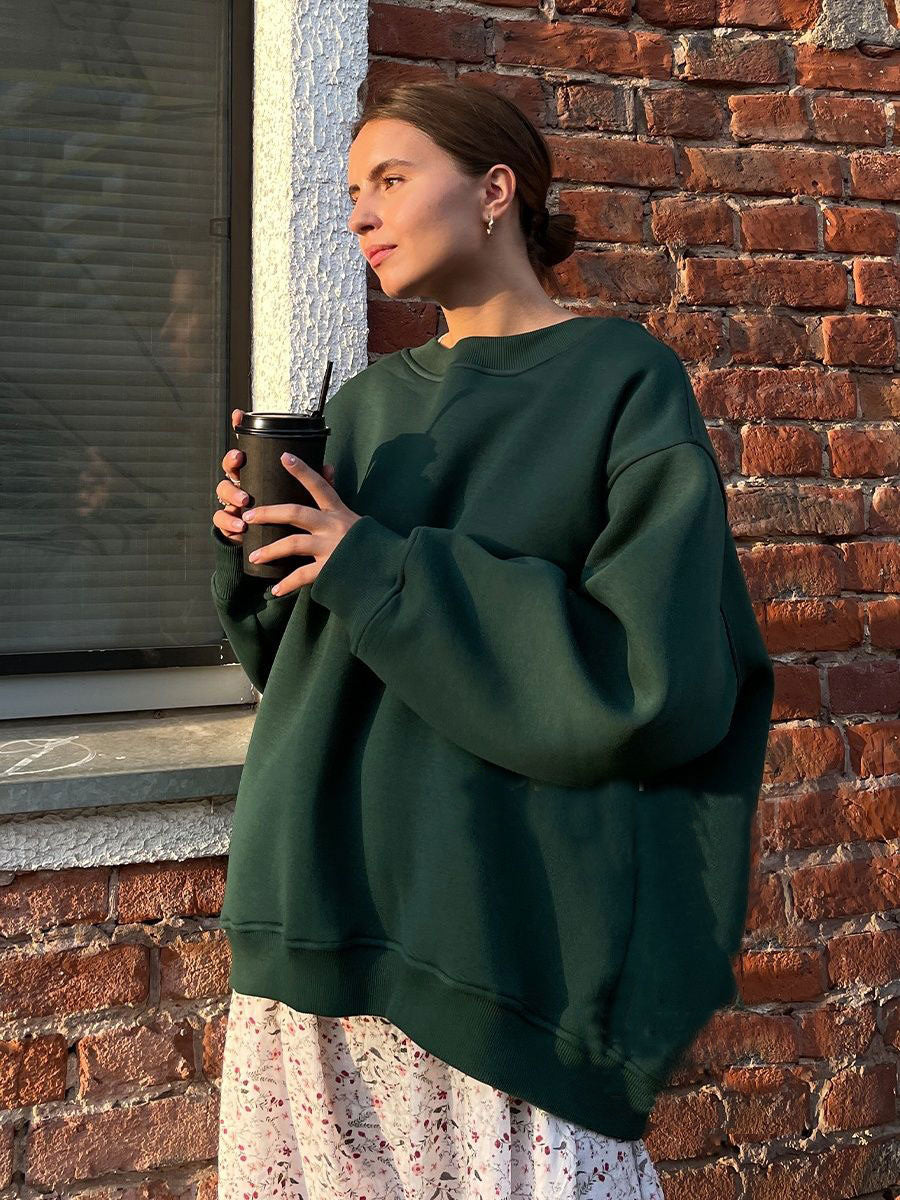 Damen Oversized Sweatshirt im lässigen Stil mit übergroßen Ärmeln und elastischen Bündchen R&B