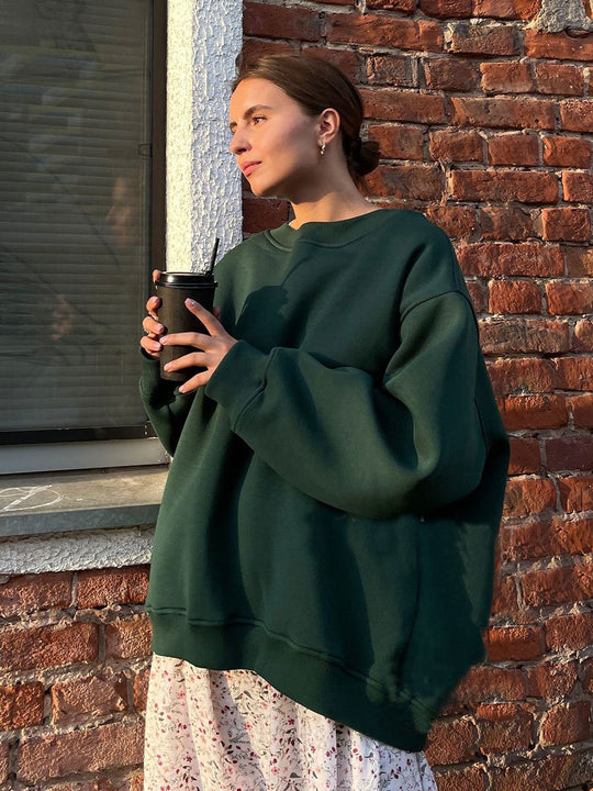 Damen Oversized Sweatshirt im lässigen Stil mit übergroßen Ärmeln und elastischen Bündchen R&B