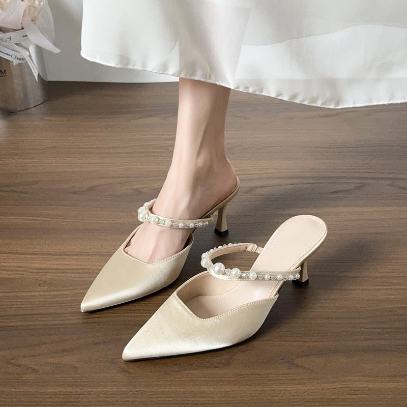 Damen Elegante Slingback-Pumps mit modischen Perlenakzenten R&B