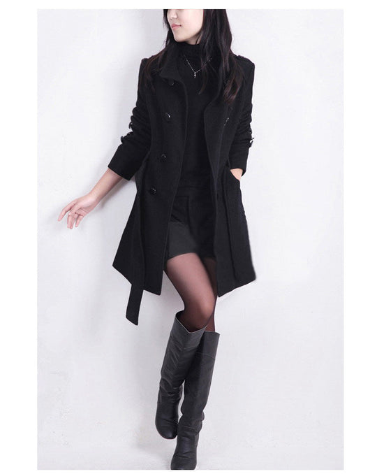 R&B | Trenchcoat - Wollmix - Doppelreiher - Mit Gürtel - Eleganter langer Mantel