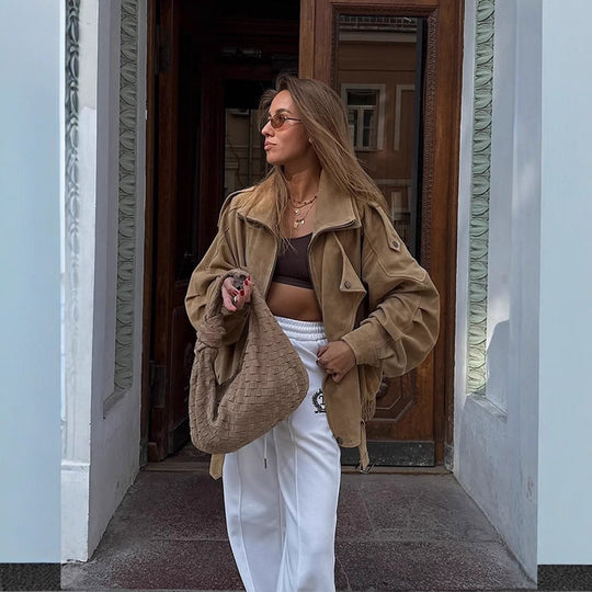 Damen lässige Wildlederjacke R&B