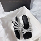 Damen elegante Mules mit geflochtenem Riemendesign R&B