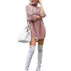 Damen Strickkleid mit hohem Kragen und modischem Oversized-Schnitt R&B