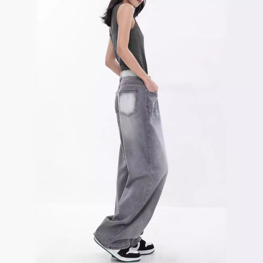 Damen Weite Jeans im modernen Oversized-Schnitt mit einzigartigen Waschungen R&B