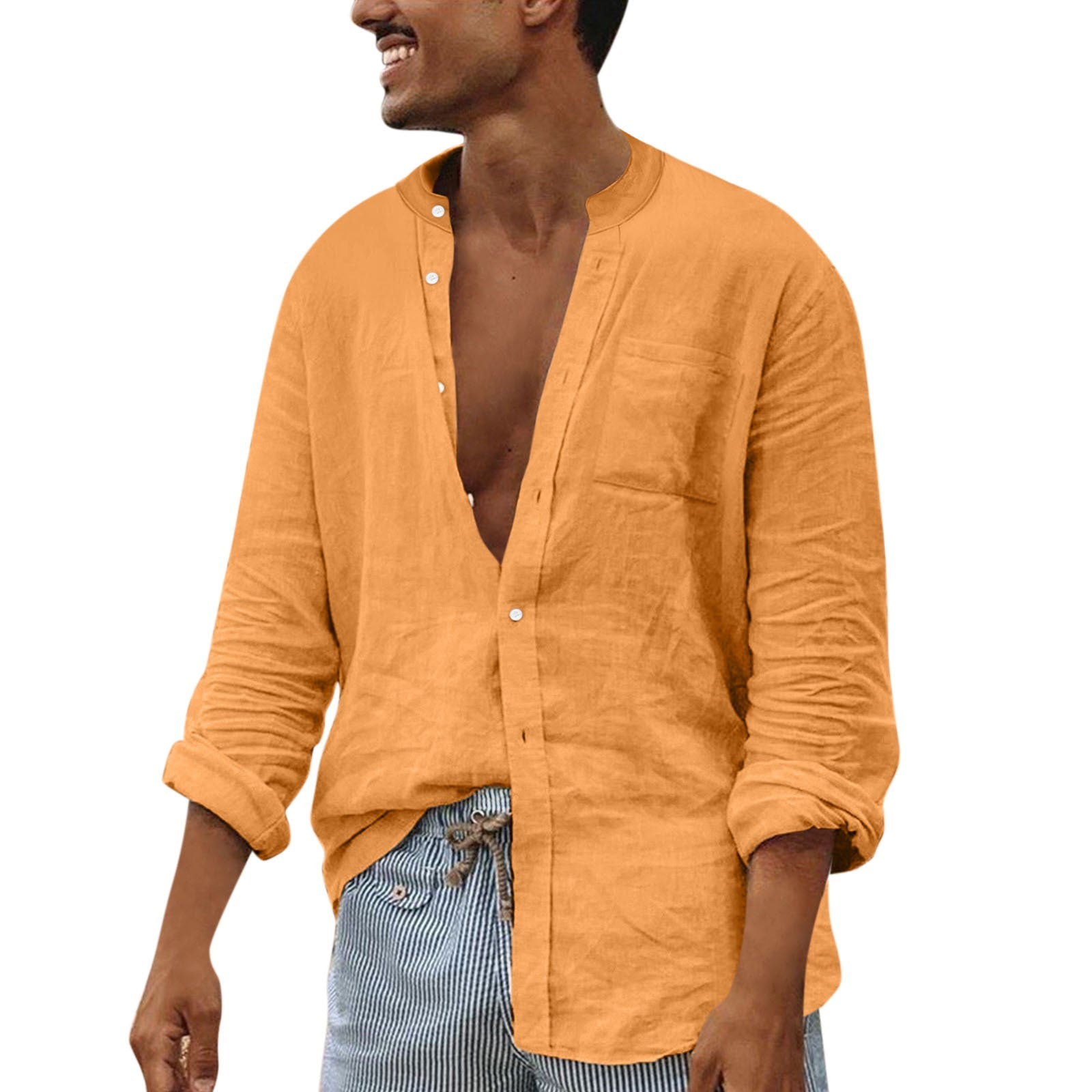 Herren Langarmhemd mit modernem strukturiertem Design und praktischer Brusttasche