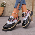 Damen Elegante Schnürschuhe mit floralem Design R&B