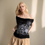 Damen ärmelloses Crossover-Top mit floralem Design R&B