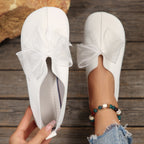 Damen elegante Ballerinas mit grosser Schleifenapplikation und weichem Innenfutter R&B