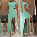 Damen Maxikleid mit seitlichem Schlitz und Cut-Out-Details