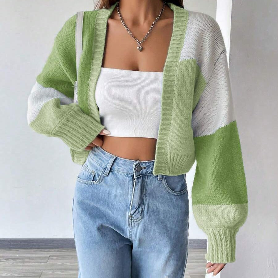 Damen Modischer Strickcardigan im Color-Block Design R&B