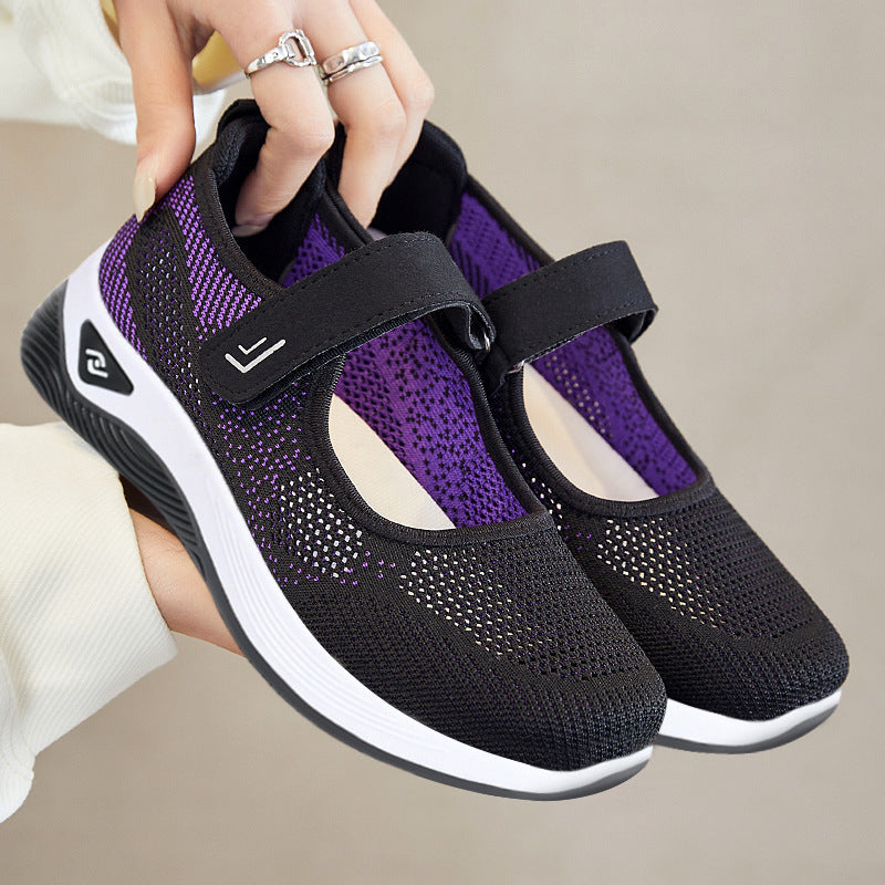 Damen Bequeme Sport-Sneaker mit verstellbarem Klettverschluss und atmungsaktivem Mesh-Obermaterial R&B