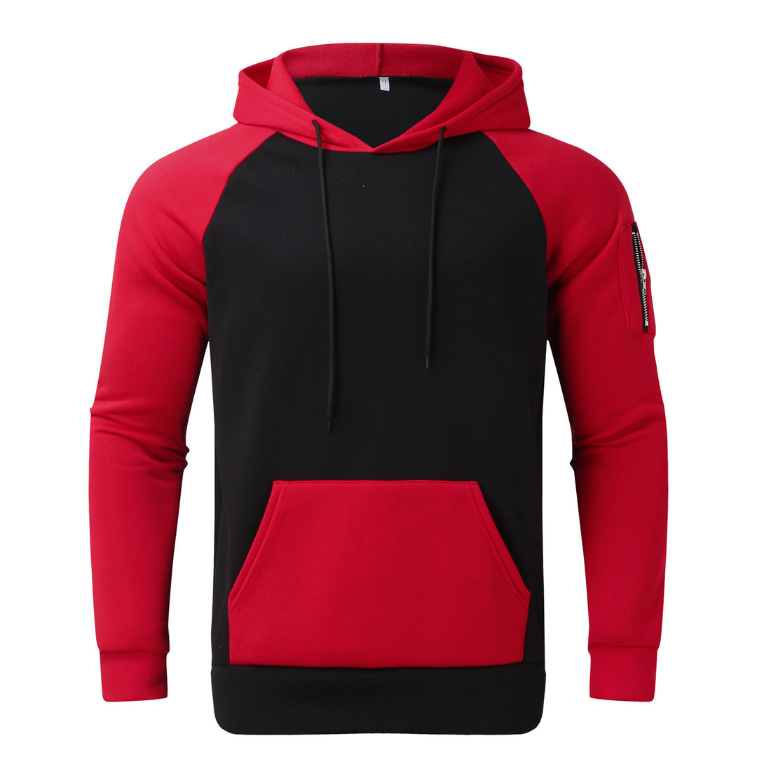 Herren sportlicher Hoodie mit Kontrastärmeln und praktischer Kängurutasche R&B