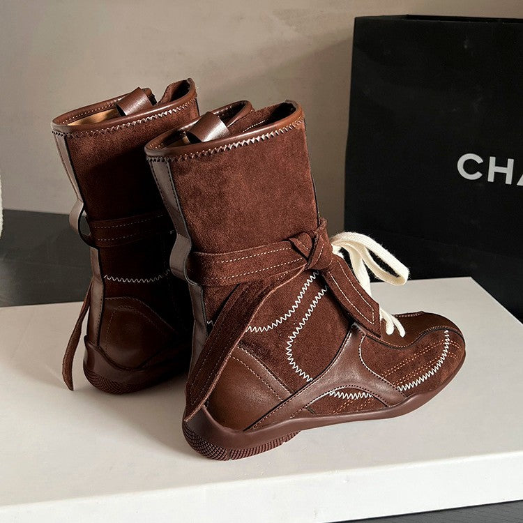 Damen trendige Winterstiefel mit innovativem Schnürsystem und eleganter Gummisohle R&B