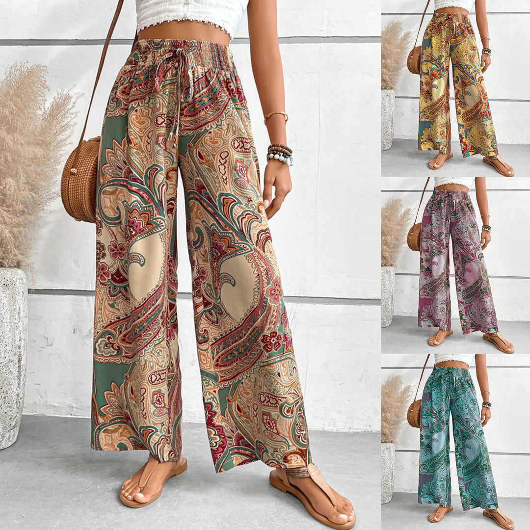 Damen Weite Palazzo-Hose mit paisley Muster R&B