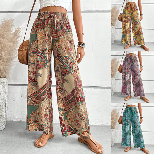 Damen Weite Palazzo-Hose mit paisley Muster R&B